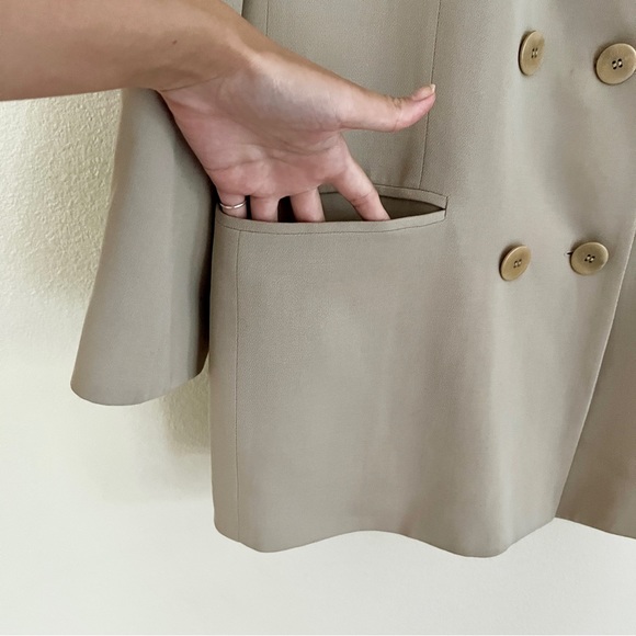 Vintage CELINE 100% Wool Double Breasted Blazer + Wide Leg Pants SET in Beige - Picture 6 of 15